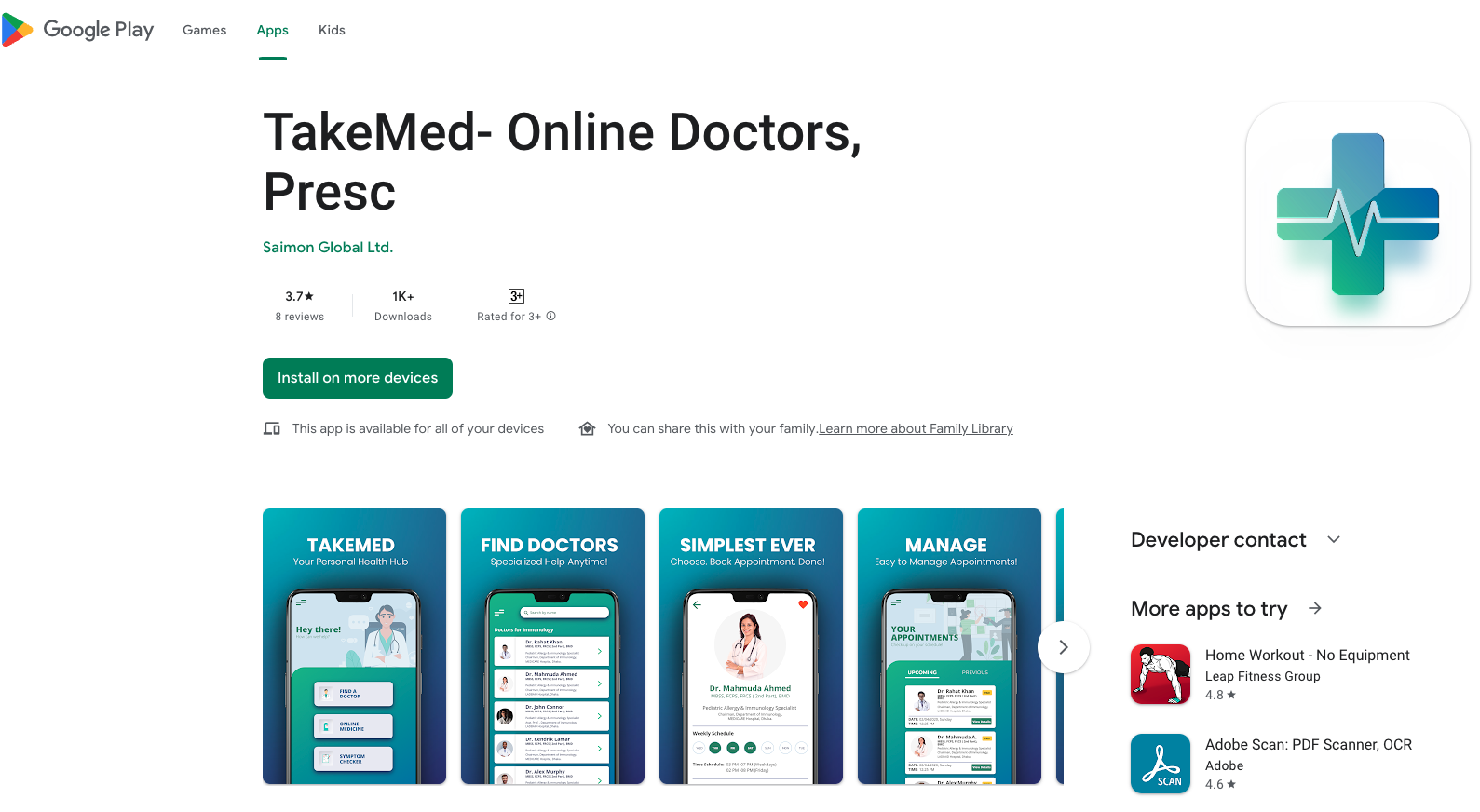 Takemed telemedicine cross-platform app